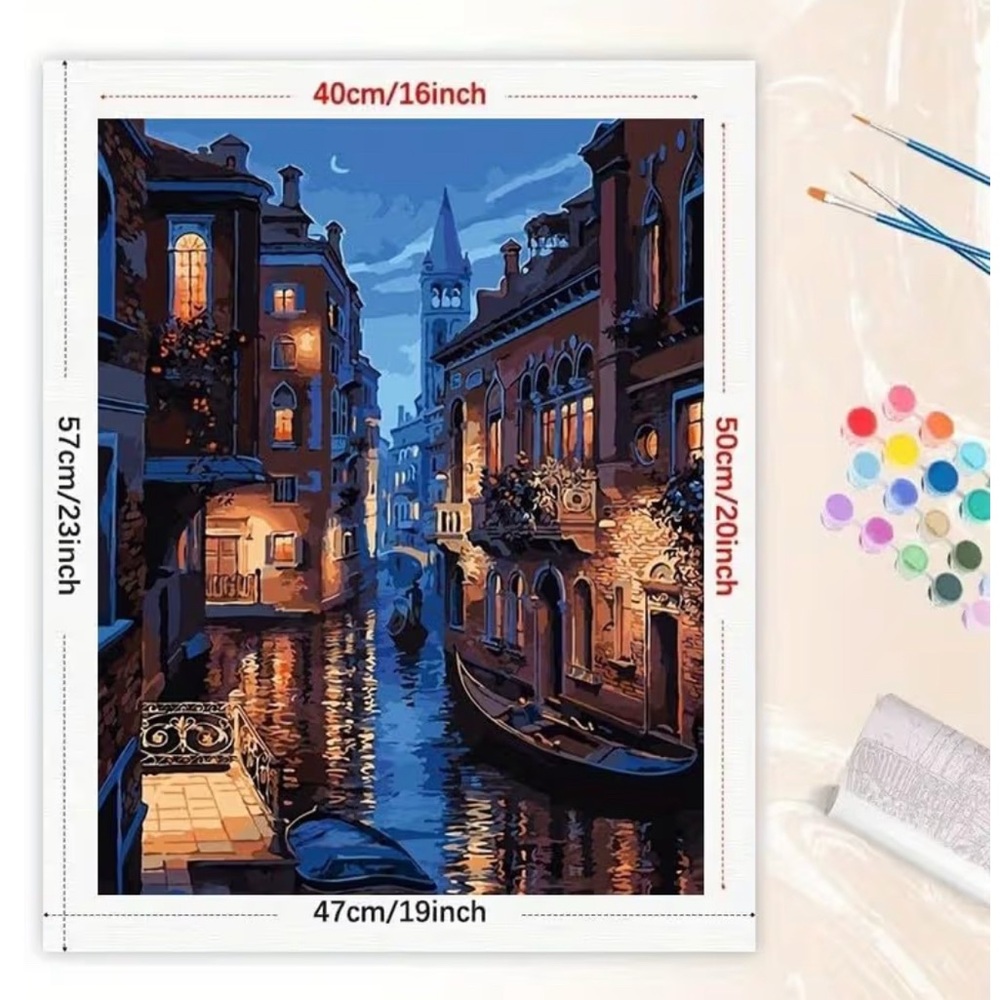 Venice Canal Night Scene Paint by Numbers Kit